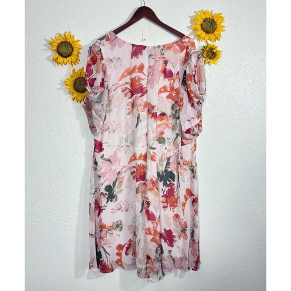 Calvin Klein Women's Plus Size  Knot Sleeve Chiffon Dress Size 22W - Picture 4 of 7